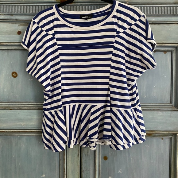 Tricot Comme Des Garçons Tricot white/blue striped top size S - Picture 3 of 6